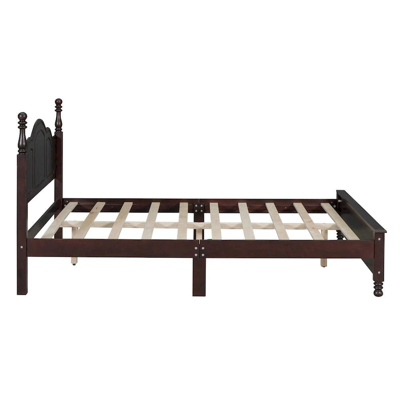 Full Size Wood Platform Bed Frame,Retro Style Platform Bed