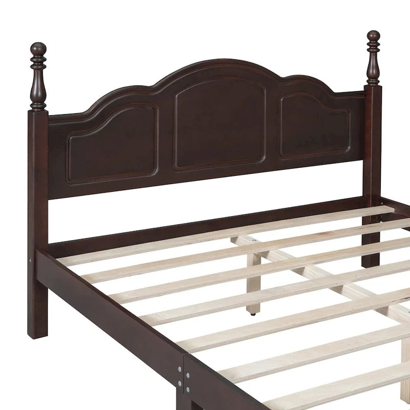 Full Size Wood Platform Bed Frame,Retro Style Platform Bed