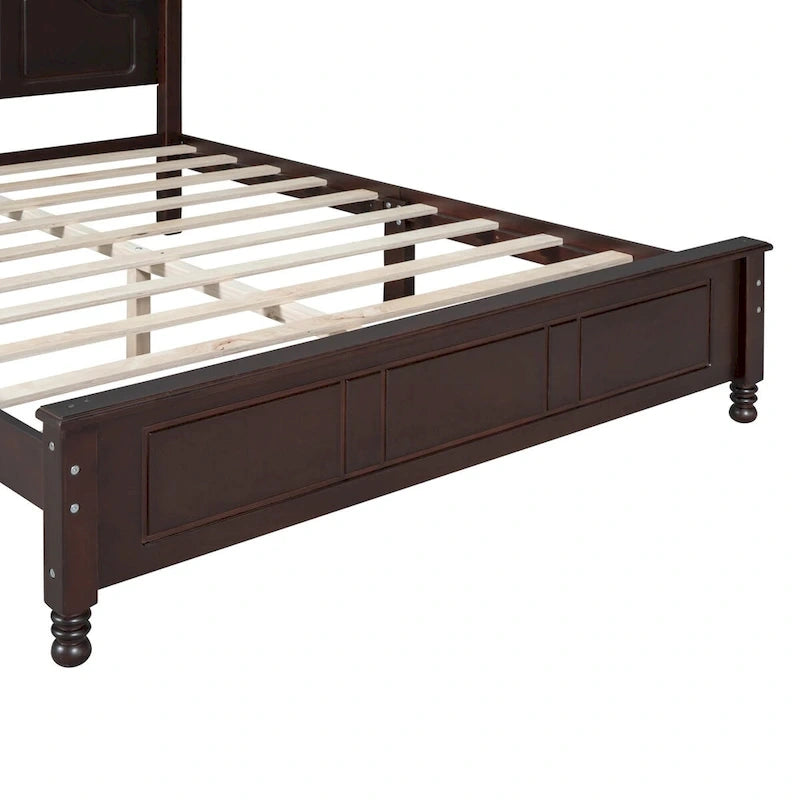 Full Size Wood Platform Bed Frame,Retro Style Platform Bed