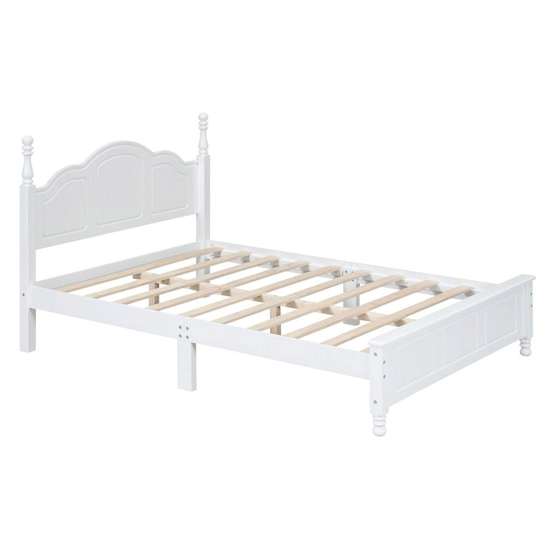 Full Size Wood Platform Bed Frame,Retro Style Platform Bed