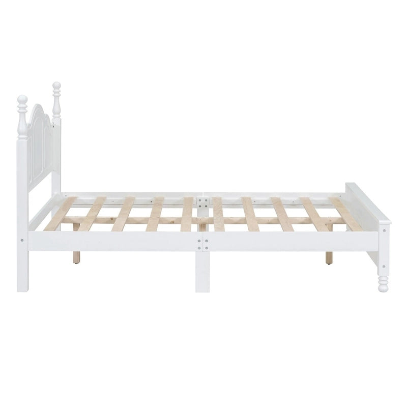 Full Size Wood Platform Bed Frame,Retro Style Platform Bed