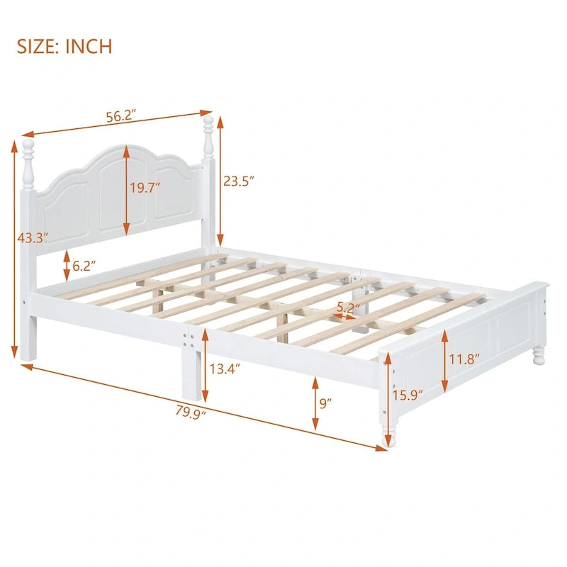 Full Size Wood Platform Bed Frame,Retro Style Platform Bed