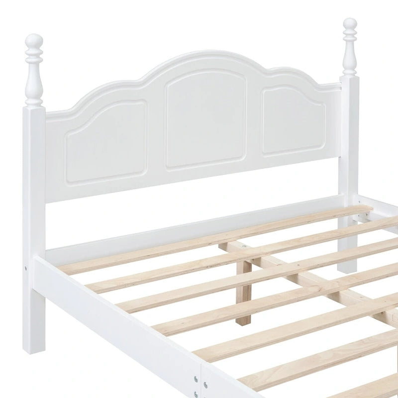 Full Size Wood Platform Bed Frame,Retro Style Platform Bed