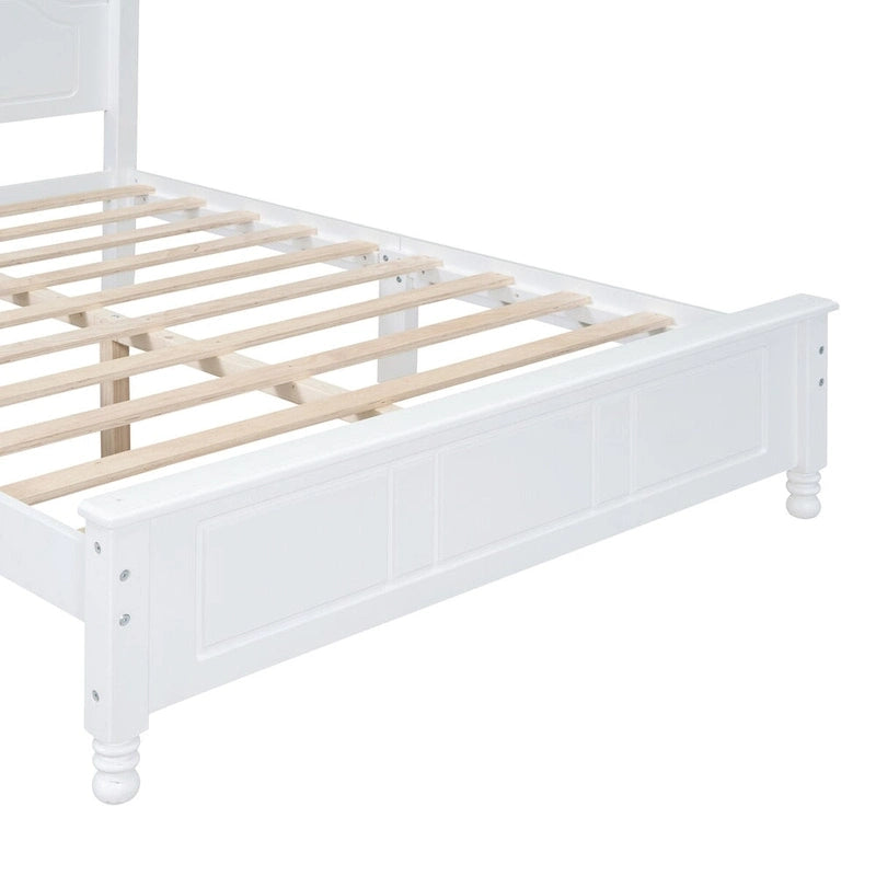Full Size Wood Platform Bed Frame,Retro Style Platform Bed