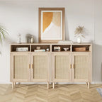 Modern Rattan Buffet Cabinet - 62.9L x 15.7W x 36.2H in