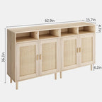 Modern Rattan Buffet Cabinet - 62.9L x 15.7W x 36.2H in