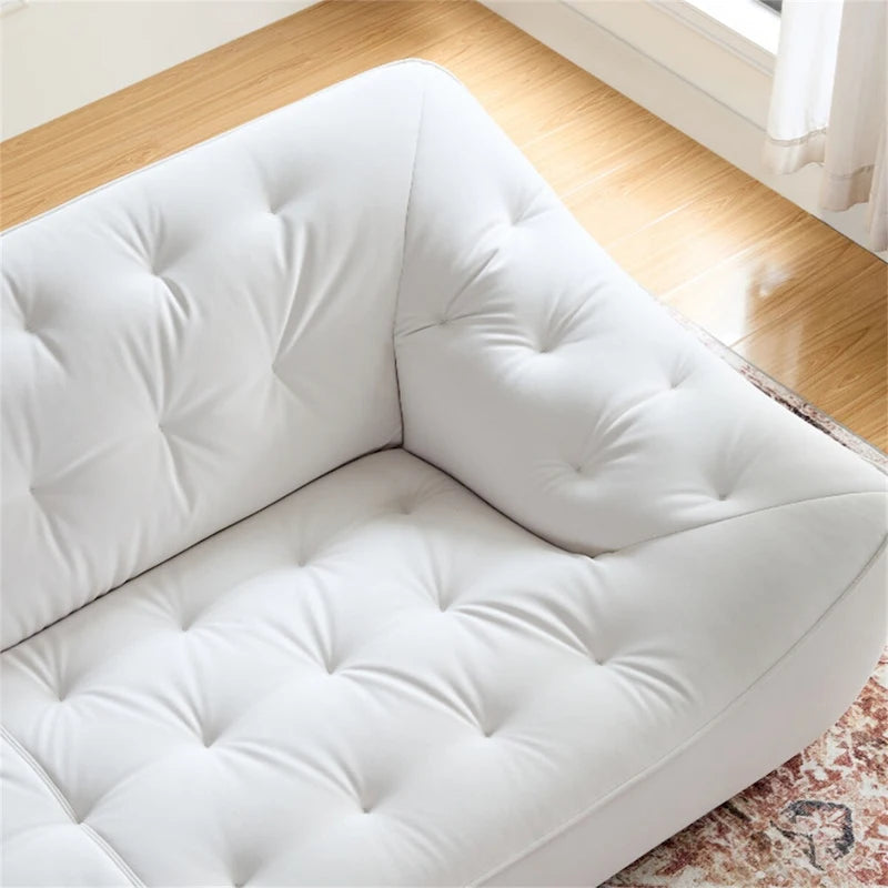 White Fabric Sofa with Solid Wood Frame