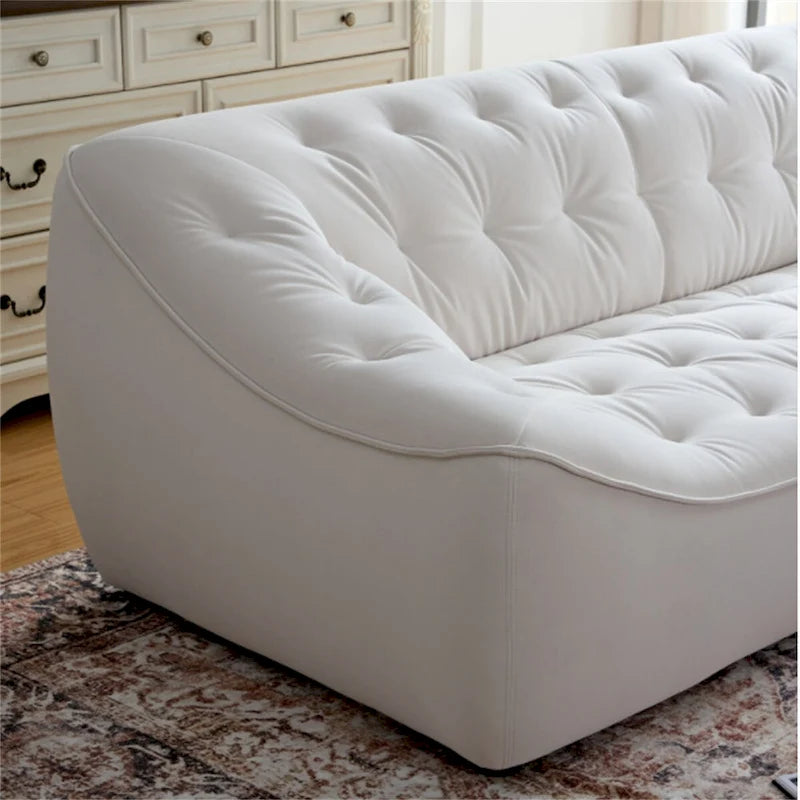 White Fabric Sofa with Solid Wood Frame
