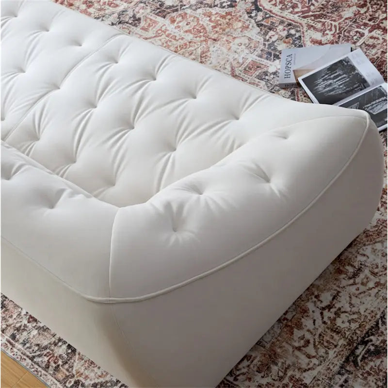 White Fabric Sofa with Solid Wood Frame