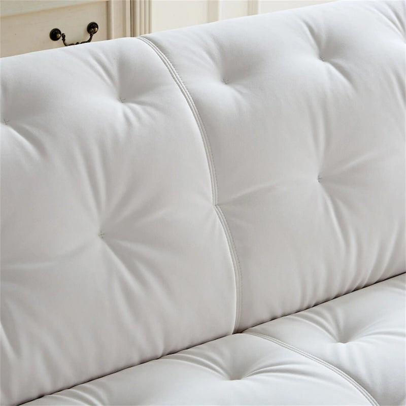 White Fabric Sofa with Solid Wood Frame