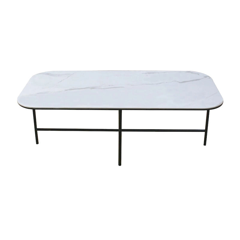 3-Piece White Ceramic Top Coffee Table Set - 15.75x47x23 inches