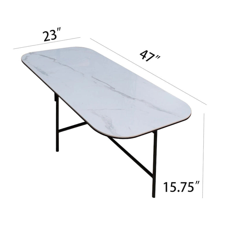 3-Piece White Ceramic Top Coffee Table Set - 15.75x47x23 inches