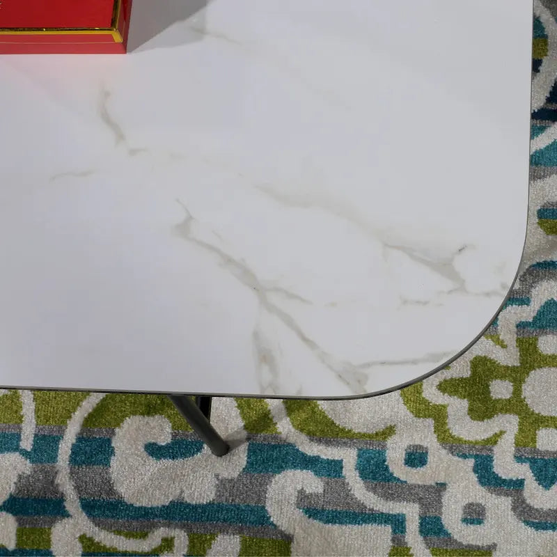 3-Piece White Ceramic Top Coffee Table Set - 15.75x47x23 inches