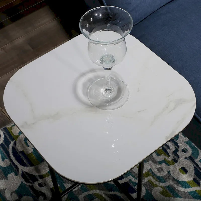3-Piece White Ceramic Top Coffee Table Set - 15.75x47x23 inches