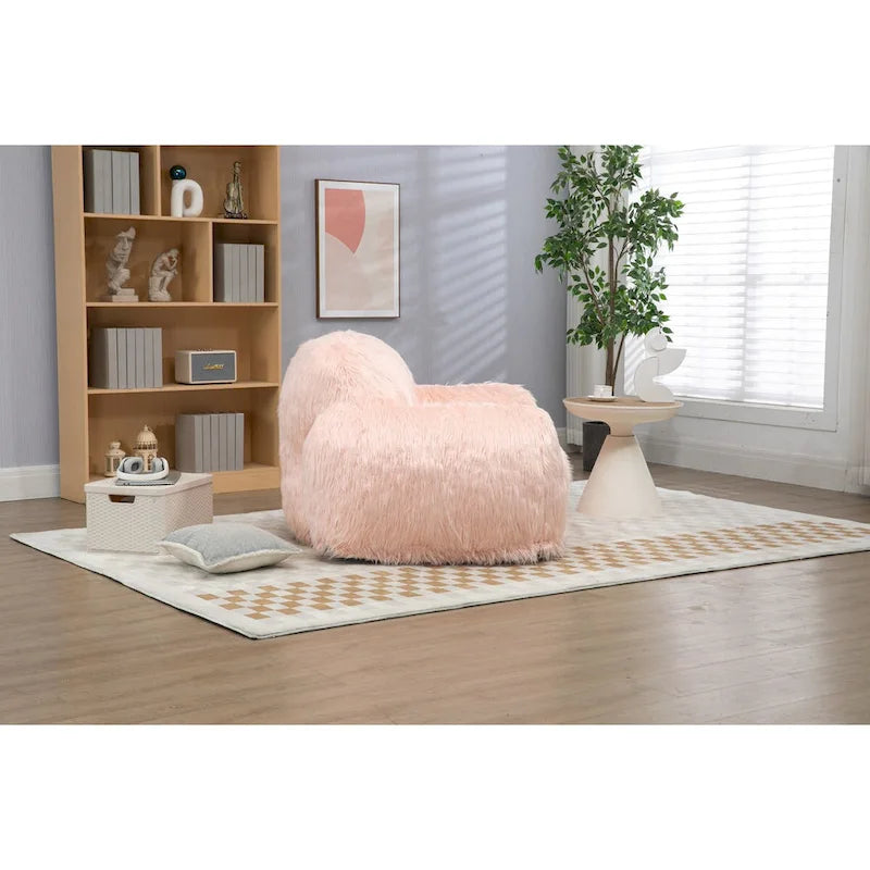 Bean Bag Chair with High-Density Foam Fill, Long Hair Fabric