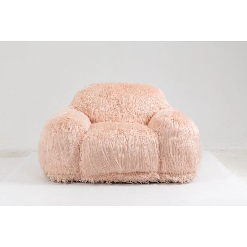 Bean Bag Chair with High-Density Foam Fill, Long Hair Fabric