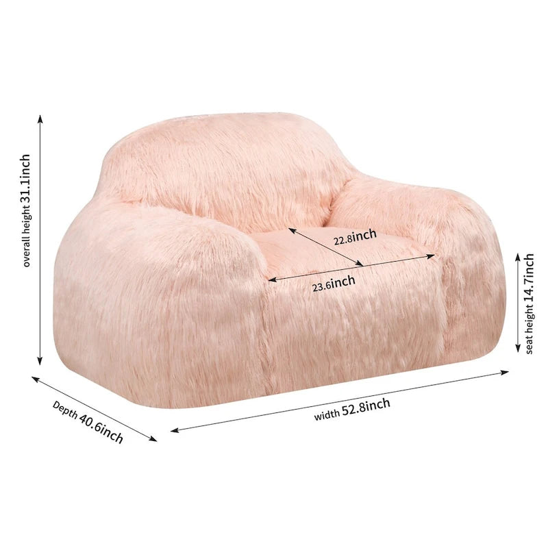 Bean Bag Chair with High-Density Foam Fill, Long Hair Fabric