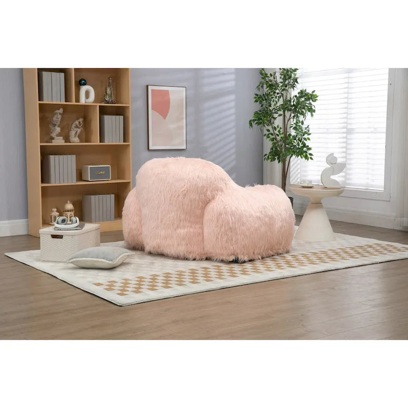 Bean Bag Chair with High-Density Foam Fill, Long Hair Fabric