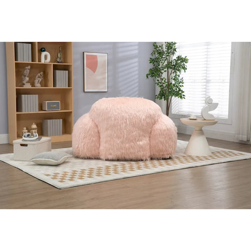 Bean Bag Chair with High-Density Foam Fill, Long Hair Fabric