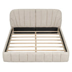Queen Size Upholstered Platform Bed with Thick Fabric Headboard