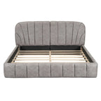 Queen Size Upholstered Platform Bed with Thick Fabric Headboard